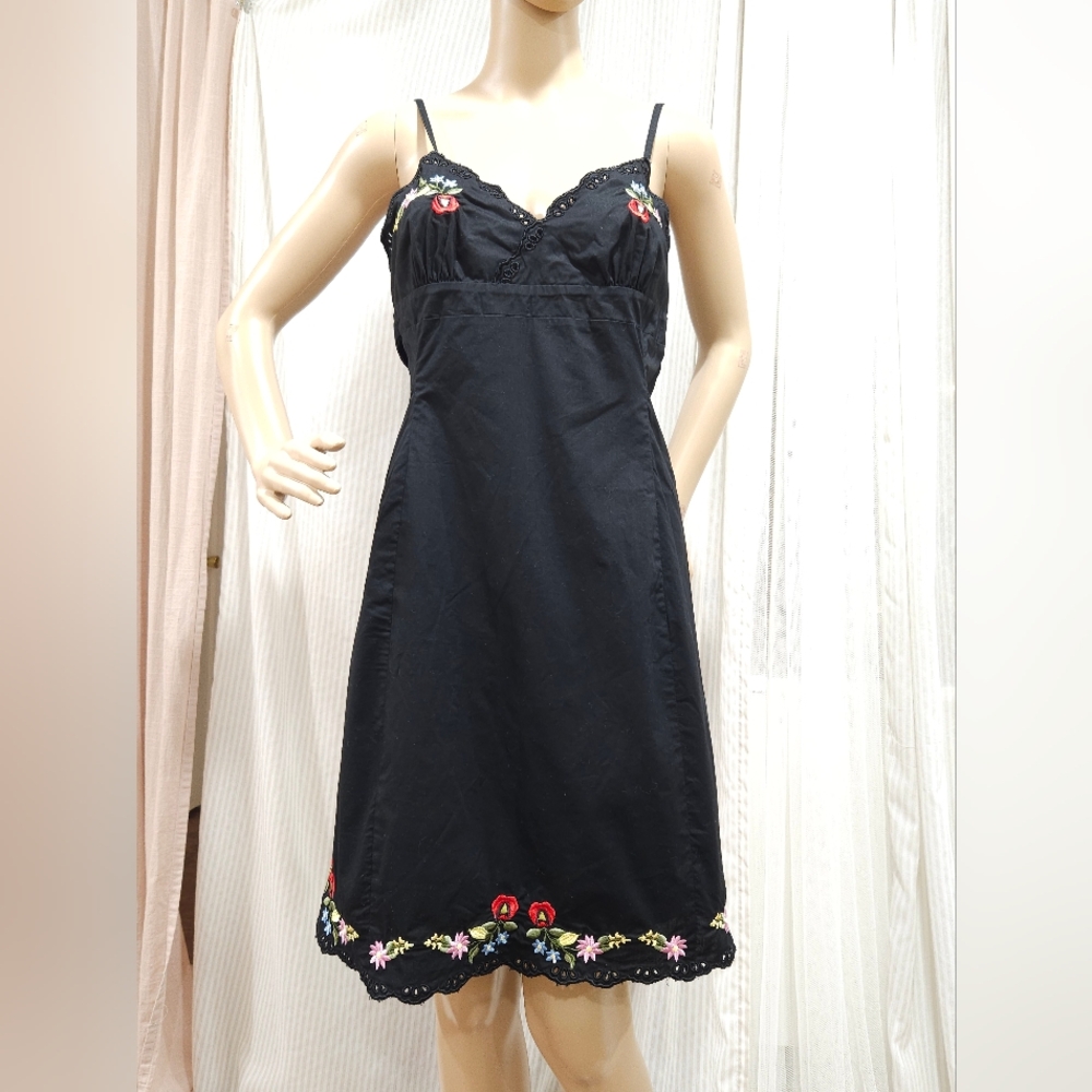 BCBGMaxAzria Vintage Floral Embroidered Spaghetti Strap Dress